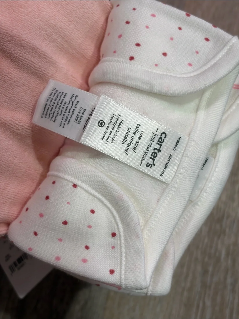Carter's pink and white Baby washcloth Set